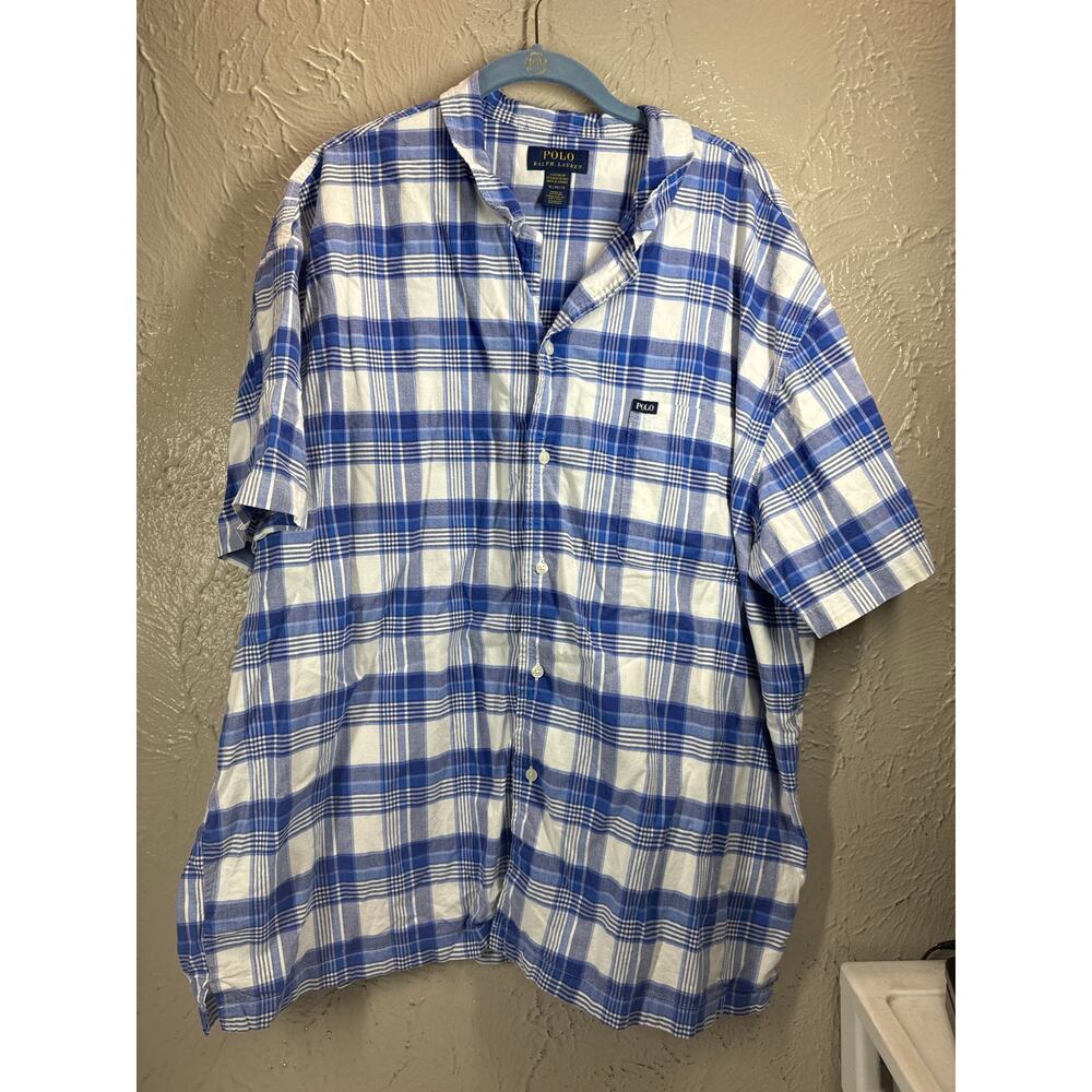 Polo Ralph Lauren Lenox Plaid Short Sleeve Men's Button Down Pajama Top Size‎ XL